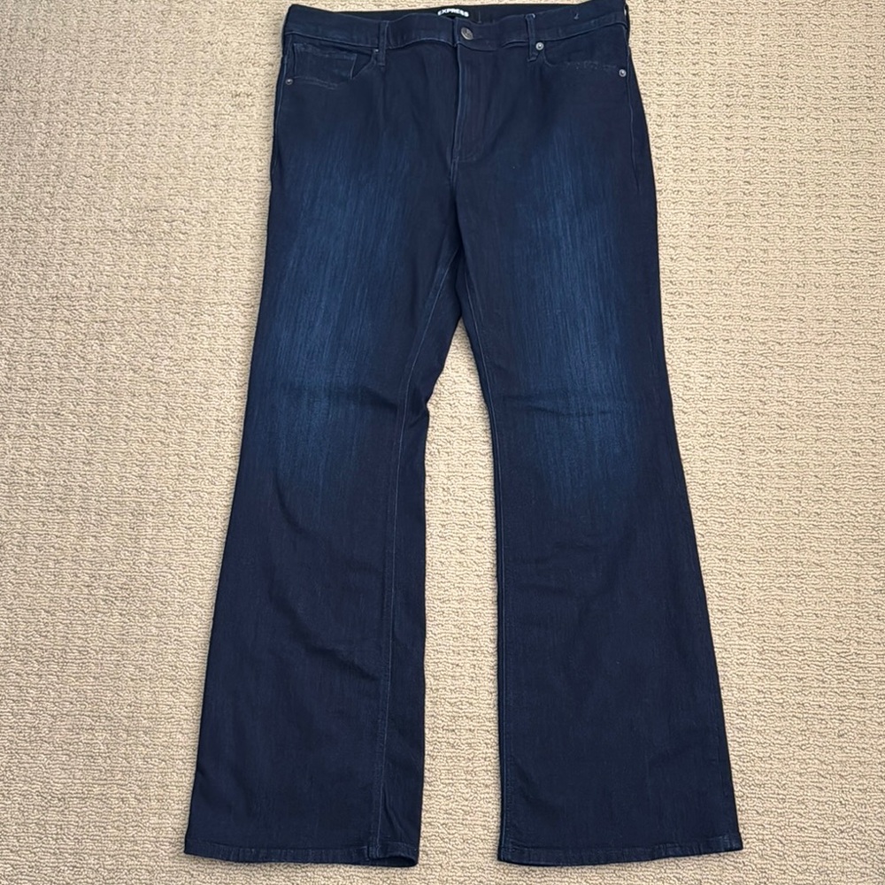 Express long slim flare high rise jeans